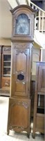 French Carved Oak Cased Grandfather Clock.