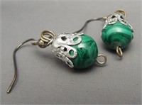 African Congo malachite gemstone earrings.