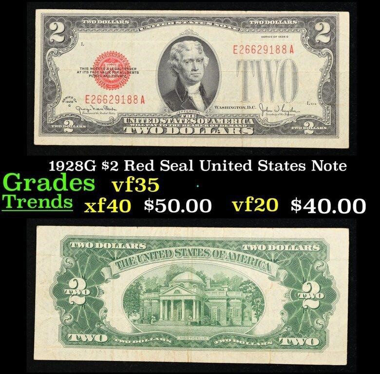 1928G $2 Red Seal United States Note Grades vf++