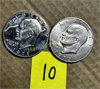 (2) 1971 - S - 1972 EISENHOWER DOLLAR