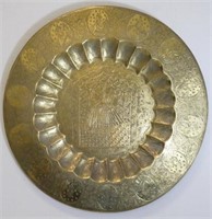 Large antique round Indian brass tray