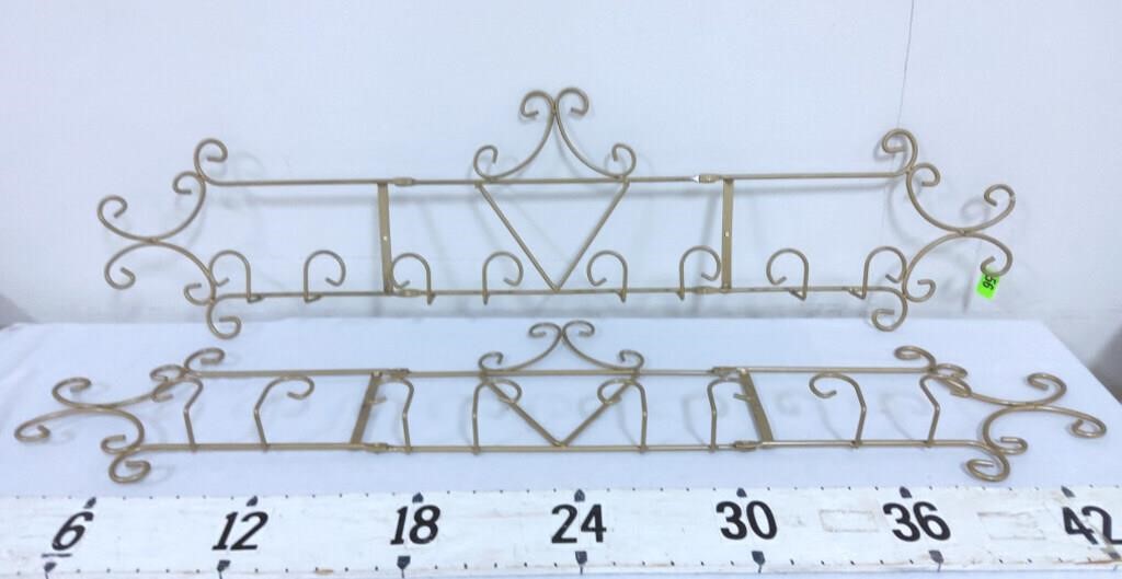 (2) Metal Gold Colored Plate Racks