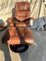 Brand New Brown Leather Chair and Ottoman