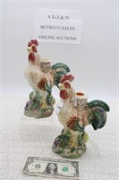 PAIR OF 10" ROOSTER CANDLEHOLDERS