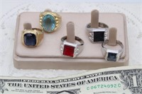 (5) GENTS COSTUME RINGS