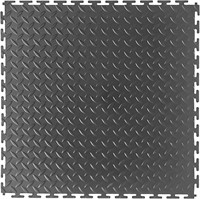 (READ)18x18in Rubber Diamond Tiles  Black 16 Pack