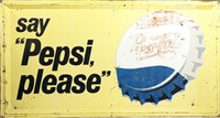 Large Vintage 1950s Pepsi Advertising Sign