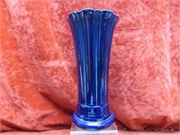 9.75" Cobalt Blue Fiesta ware pottery vase.