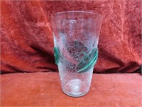 10" Blenko art glass Vase. Crackle w/applied