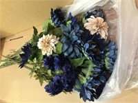 BLUE & CREAMY OFF LONG STEM WHITE FAUX FLOWERS