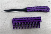 Purple Self Defense Comb with Hidden Knife!