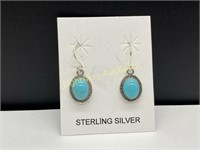 STERLING SILVER TURQUOISE DANGLE EARRINGS