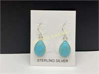 STERLING SILVER TURQUOISE DANGLE EARRINGS