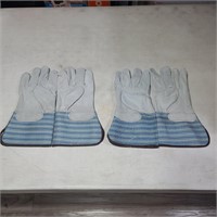 Leather Work Gloves Full Leather Back 4.5" 3 Pack