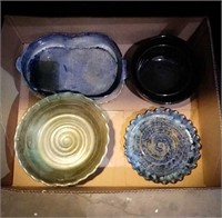 Handmade pottery bowls and tray, all by the same
