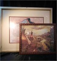 Native American themed prints that are framed,
