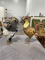 PAIR OF YARD ART CHICKENS, APPROX 18" TALL