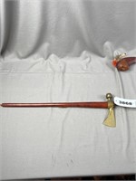 Brass Pipe Axe with Nice Wood Grained Handle