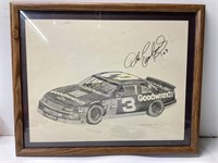 FRAMED CHARCOAL DRAWING OF DALE EARNHARD #3 CAR