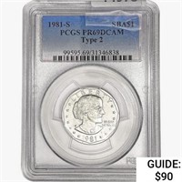 1981-S SBA SILV Dollar PCGS PR69 DCAM Ty 2