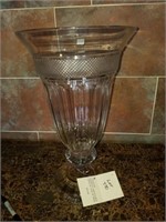 Hand Cut and Etched Crystal Vase