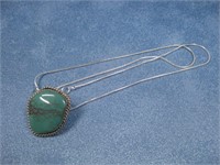Navajo M. Lee Sterling Silver Turquoise Necklace