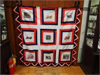 Contemporary quilt depicting motorcycles