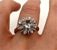 14k White Sapphire & Diamond Ring