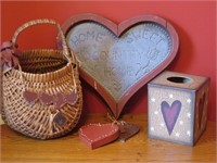 Home Sweet Home Punched Tin Heart - Basket