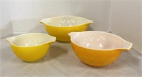 Three Pyrex Sunflower Cinderella Bowls