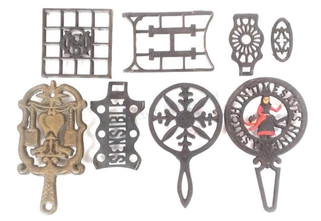 (8) Cast Iron Sad Iron & Stove Iron Trivets