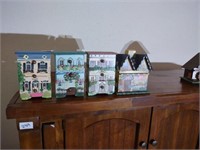 Group of 4 small hand painted wood jewelry boxes