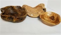 3 Beautiful Handmade Wooden Bowls