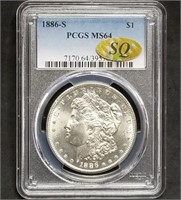 1886-S Morgan Silver Dollar PCGS MS64 SQ Key Date