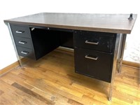 Metal-Wood 5 Drawer Office Desk w/Contents