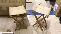2 canvas seat wood folding stools