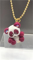 Pink Panda With Small Stones And Goldtone