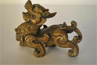 Antique Asian Brass Foo Dog Sculpture