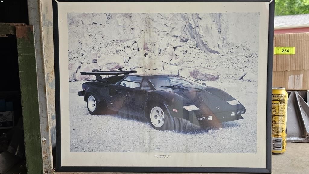 Lamborghini Countach Vintage poster framed