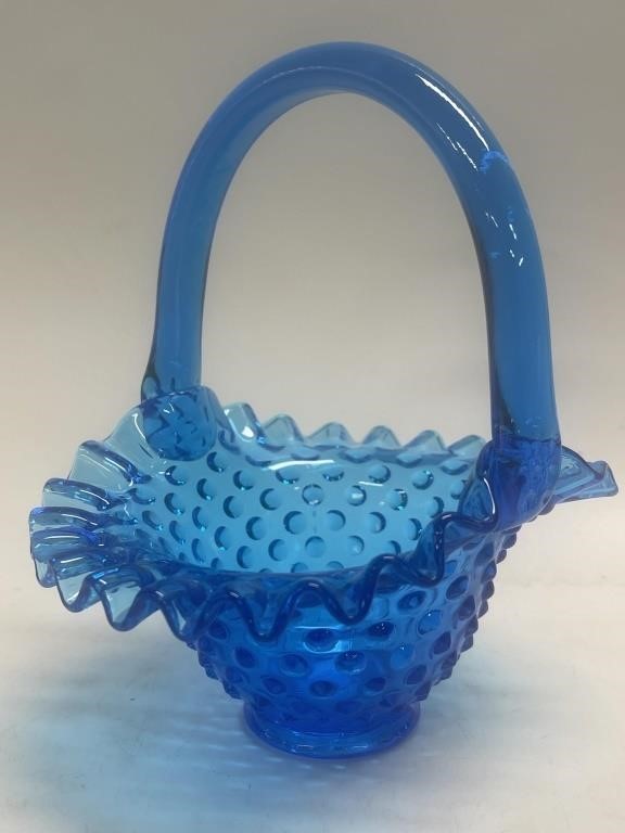 VINTAGE FENTON ART GLASS COLONIAL BLUE HOBNAIL