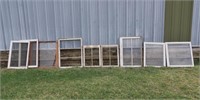 Group of 9 Old Farmhouse Windows