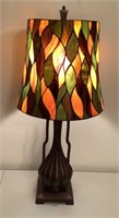 Stained Glass Lamp with Heavy Bronze base