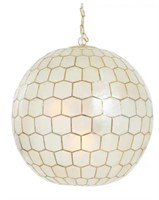 20 in. H Capiz Honeycomb Globe Pendant Light in