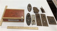 Door hardware lot w/ Cigar Box