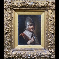 A Very Old Unsigned Oil On Board Baroque Portrait,