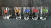 4 Beatles glasses and 1 Van Halen mug
