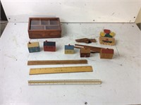Mini Shadow box, hand made houses, Rulers & more
