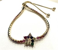 Sterling Silver Multi Sapphire Crystal Bracelet