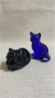 Fenton Colbalt Blue Glass Cat Figurine, Vintage