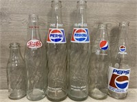 (6) Pepsi Bottles - Different Eras & Sizes